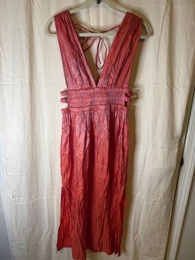 Heart and Heels V-Neck Maxi Dress in Coral